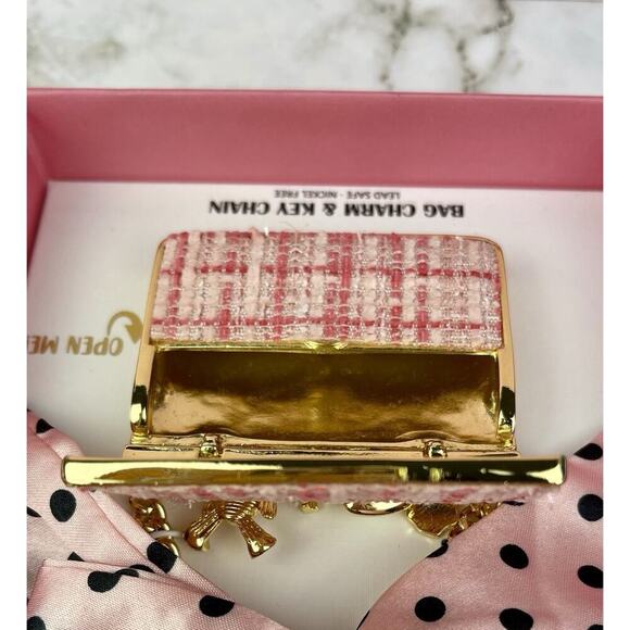 Piper K Parisian Pink Bow Mini Purse Keychain Handbag Charm - Picture 6 of 7